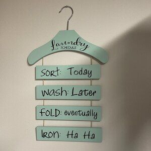 Laundry Room Schedule Wooden Sign Plaque Wash Later Fold Eventually Iron Ha Ha